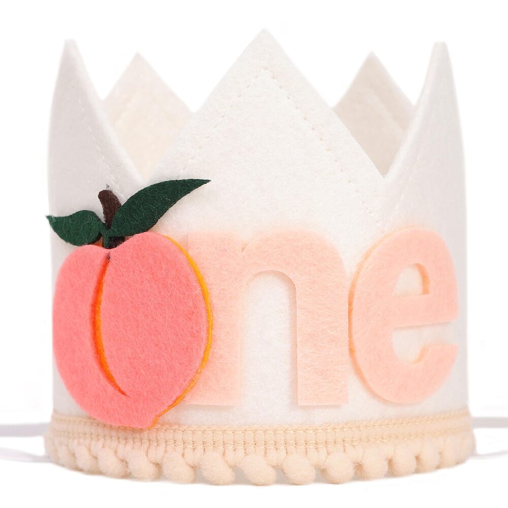 8801 Peach 1st Birthday Crown - First Fruit Theme Party Hat, One Birthday